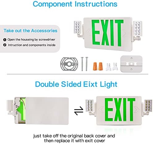 Exitlux 1 CSOMAG Zöld Led Exit lámpa, Tartalék Akkumulátor&Állítható, Két Fej-USA Szabvány UL-Vezetékes-Kimeneti Jelek az Üzleti/Kereskedelmi