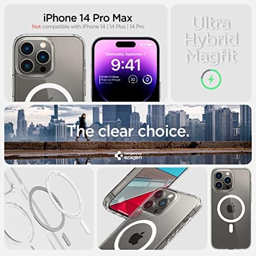 Spigen iPhone 14 Pro Max Esetben, [Anti-Sárgás Technológia] [Kompatibilis MagSafe] [Katonai Csepp Védelem] Ultra Hibrid (MagFit)