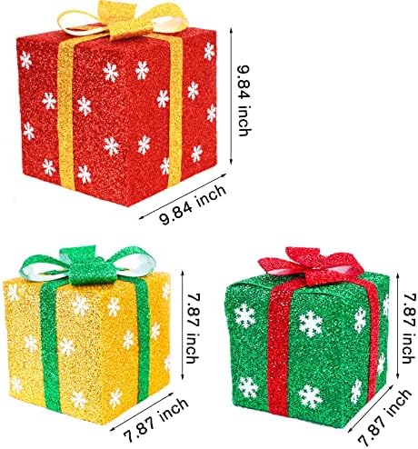 Karácsonyi Dekoráció Ajándék Doboz Készlet 3，Piros, Zöld, Arany Ajándék Dobozok Karácsonyi Yard & karácsonyfa hazai Piacon Dekoráció