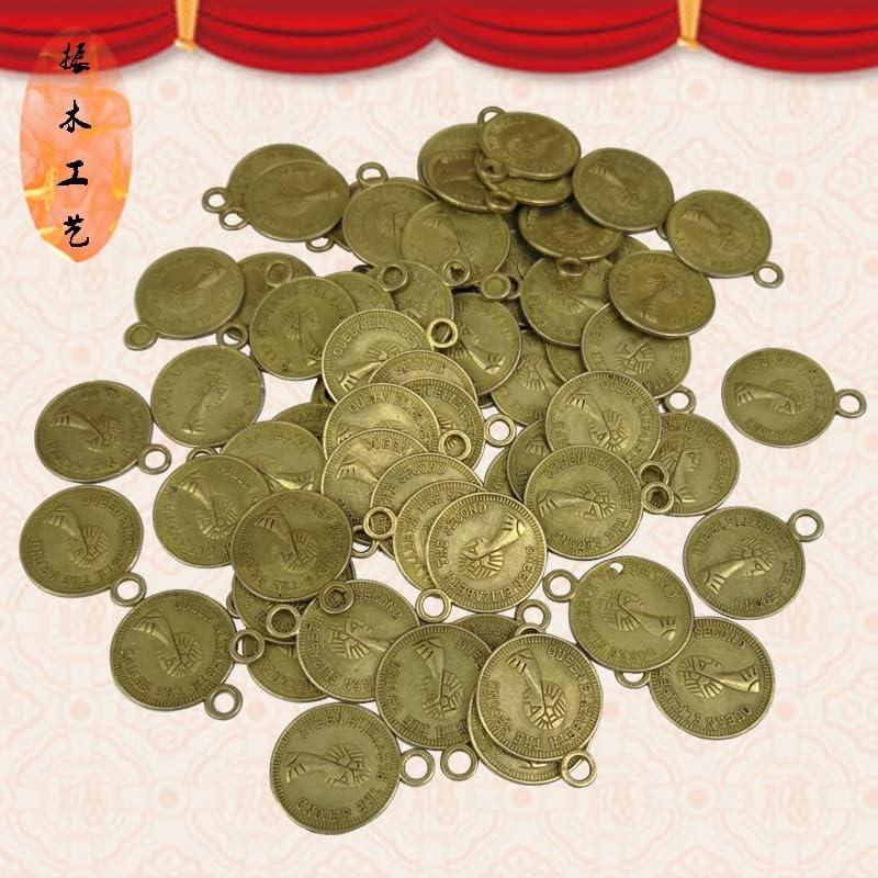 QianKao 金属工艺品DIY饰品吊坠 1.5 CM美人头铜钱风水钱币 带钩铜钱(银色直径2.5CM200个每包)