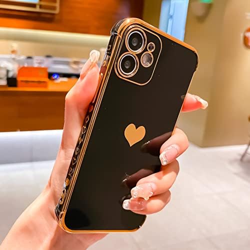 MTBacon Kompatibilis az iPhone Mini Case 12 Luxus Galvanizáló Szerelmes Szív Galván Szélén Aranyos Kis Szerelmes Minta a Nők Puha