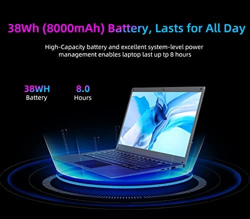 WAKST Laptop Windows 11 Pro 13,3 hüvelykes Intel E3950 2.0 GHz Intel HD Graphics 500, 6 GB RAM + 128GB SSD, Vékony, Könnyű Laptop,