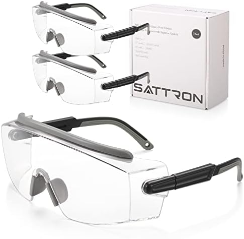 SATTRON 3 Csomag Biztonsági Szemüveg Felett Szemüveg, Védő Szemüveg Világos magunkra kell tekerni Lencse, ANSI Z87.1 Szem Védelmére Alkalmas
