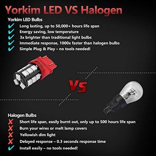 Yorkim Szuper Fényes 3157 LED Izzók Piros, 3056 3156 3057 T25 LED Izzók terhelési ellenállás az indexet, fény, féklámpa, Backup Fordított