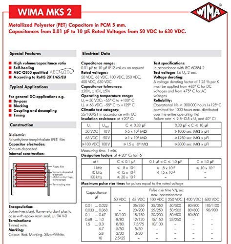 10DB 47nf 0.047 uf 473 63V WIMA MKS2 Audio Fokozatú Metalized Poliészter Kondenzátor