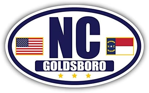 Zászló Észak-Karolina/Amerikai Zászló Ovális 3M Vinyl Matrica Matrica | Navy & Arany Goldsboro, NC Matrica Vinyl Matrica