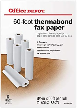 Office Depot(R) Thermabond Fax, Papír, 1/2a. Mag, 60ft. Roll, Doboz 6 Tekercs