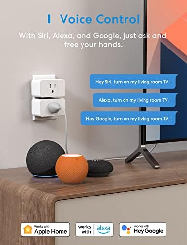 Meross Smart Plug Mini, 15A & Megbízható Wi-Fi-vel, Támogatja az Apple HomeKit, Siri, Alexa, Echo, a Google Asszisztens, Fészek Hub,