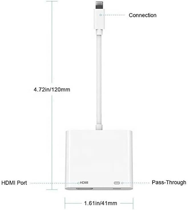 Átalakító Kábel Apple Lightning HDMI 1080p Digitális AV-TV Adapter Fehér Kábel iPhone