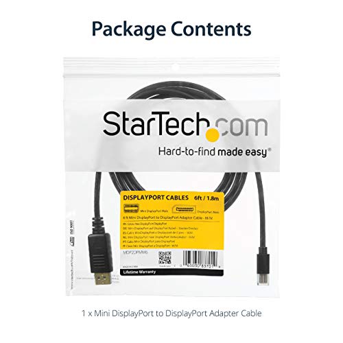 StarTech.com 6 láb (2m) Mini DisplayPort Kábel DisplayPort 1.2 - 4K x 2K UHD Mini DisplayPort DisplayPort Adapter Kábel - Mini