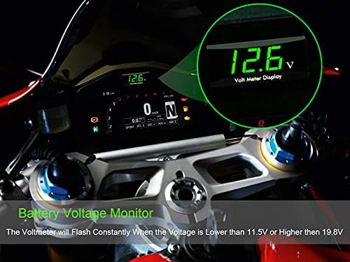 [Továbbfejlesztett Változata]Kinstecks Motorkerékpár Voltmérő DC 12V Digitális Voltmérő Nyomtávú LED Kijelző Feszültség Mérő Motorkerékpár