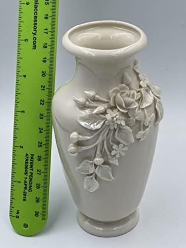 Antik Belleek Harmadik Fekete Pontot Ír Asztal, Váza Alkalmazott Porcelán Virág