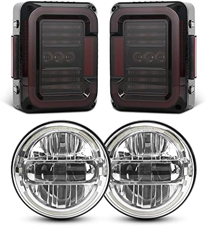 SPL Miatt 7 inch DOT Jóváhagyott LED Kerek Fényszórók DRL Halo + Miatt LED-es hátsó Lámpák Fék & Végső Fordított Fények