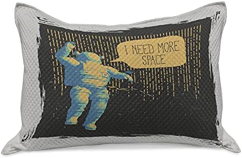 Ambesonne Űrhajós Kötött Paplan Pillowcover, 3D-s Űrhajós Több Hely Kell szövegbuborék Képregény Kaland, a Tudomány, a Standard