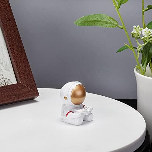 XhuangTech Kreatív Űrhajós Figura, 3D Aranyos, Vicces Gyakorlati Hold Űrhajós Modell Dísz, Asztal Otthoni Iroda, Fehér-Arany, （Mini-Olvasás）