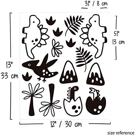 Fal Vinil-Fekete Dinoszaurusz Őskori Növények Matrica 40 db. Gyerekszoba Dekoráció, Eredeti Művész Design. Ragasztó Állatok