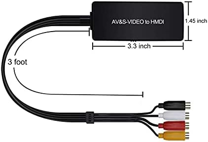 Dingsun s-video-HDMI Átalakító 3RCA AV, S-Video R/L Audio Vdieo Átalakító Adapter Támogatja a 1080P/ 720P Kompatibilis a WII