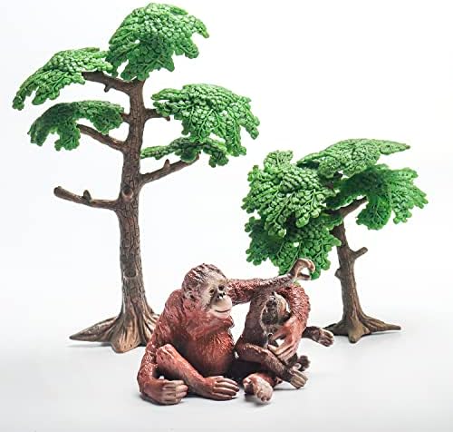 Reális Majom Figurák Gibbon Figura Műanyag Majom Vadon élő Állat Figura, valamint Fa Figura a Gyűjtemény Asztali Dekoráció, Csomag