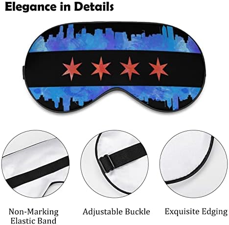 Chicago Zászló Nyomtatás Szem Maszk Fény Blokkoló Aludni Maszk, Állítható Heveder Utazási Alszik Műszakban végzett Munka