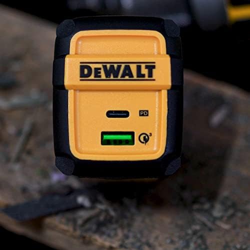 DEWALT 2-Port USB-PD Töltő — Munkaterületen USB-C Töltő Blokk — 49.5 W Dual Port Gyors Töltő — USB C Típus PD Összecsukható Fali