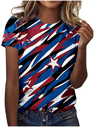 A nők Amerikai Zászlós póló Függetlenség Napja Maximum Rövid Ujjú Legénység Nyak Póló július 4-Alkalmi, Laza Tunika
