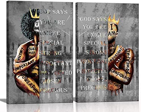 MhShZx Afro-Amerikai Wall Art Ember Inspiráló Idézetek Fekete Király Fali Dekor Férfi Portré Poszter Nyomtatási Kép, Festmény,