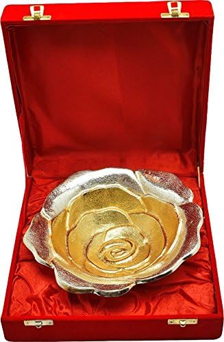 Jaipur Ace Gyönyörű Virágos Desing Asztal Dekoratív Ezüst Bevonatú Tál Arany