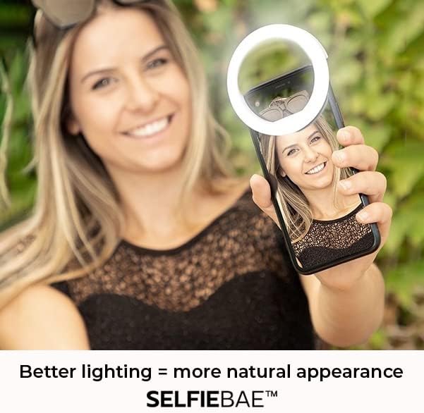SelfieBae Klip Újratölthető LED-es Önarckép világító Gyűrű 3 Fény Mód Hordozható iPhone Android Okos Telefon iPad Táblagépen