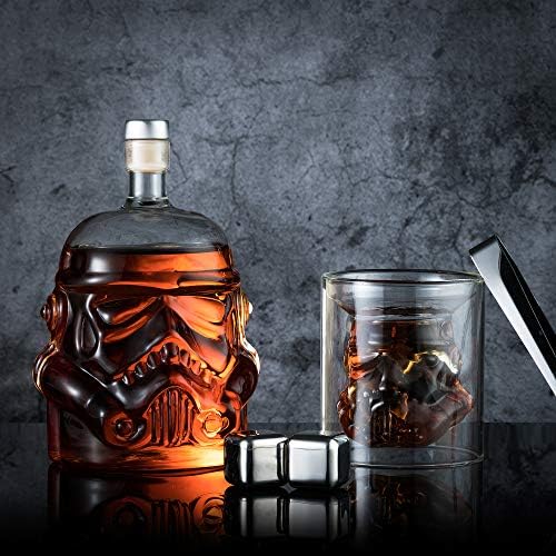 Whiskys Üveget Meghatározott Átlátható Kreatív, 2 Szemüveg,Ajándékok Férfiaknak,Whiskey Lombik Kancsó Derítő 4 Whiskey Kövek &