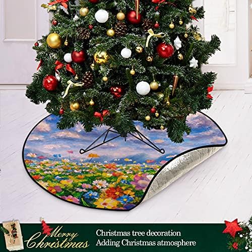 Monet Virág Festmény karácsonyfa Mat Vízálló Fa Állvány Tálca Lábtörlő Szőnyeg Alá karácsonyfa Kiegészítő Védő Keményfa Padlón 28