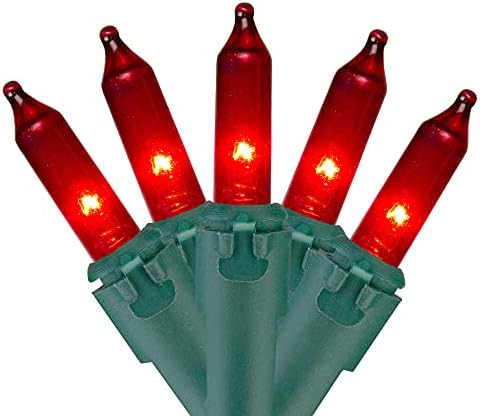 50-Gróf Piros Mini Karácsonyi Fény Beállítása, 10ft Zöld Drót