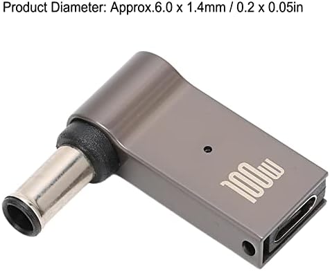 Típus C-DC Adapter, 100W 5A Alumínium Ötvözet Shell USB-C DC Adapter 90 Fokos Design Laptop Office Stúdió Utazás