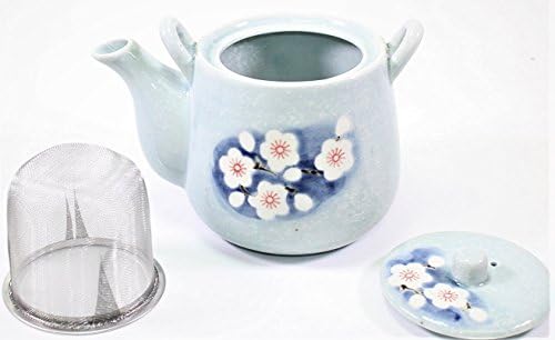 6 Kék Tavaszi Virág Japán Kerámia Tetsubin Teáskanna & Teáscsésze Infúzióval a Rattan Kezelni Teás Készlet
