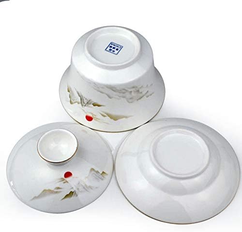 YXHUPOT Gaiwan Nagy Fehér Porcelán teáscsésze Sancai Tea Csésze Készlet szépség minta Fedél Nap (9oz Közepes)
