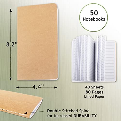 50 Pack Notebook Folyóiratok - Utazási Notebookok A Feljegyzés, Napló, Jegyzetek, Napló - Pocket Notebook Utazók Lap - H5 Bélelt Notebook