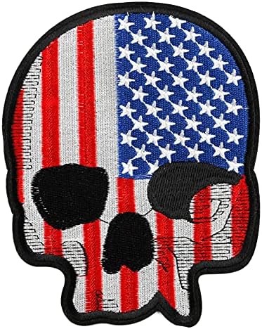LOCOMO Nagy Koponya Csontváz amerikai Zászló Vas A Patch Varrni A Patch Hímzett Csillag Csíkos Egyesült Államok Amerikai Ország