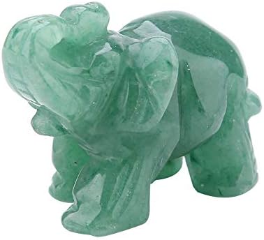 Xuuyuu Természetes Jade Faragott Elefánt, 2inch Kristály Lakberendezési Cikk Figura Gyűjtemény lakberendezési Lakberendezési Cikk(Aventurine)