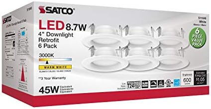 Satco S11640 Szabályozható 8.7 Watt LED Beépíthető Utólag, Kerek, 600 Lumen/3000K Meleg Fehér, 5.5-Cm, Matt Fehér