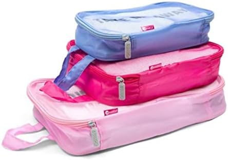 Miamica 3-Darab Poggyász Csomagolás Kockák, Rózsaszín & Kék Háló– magában Foglalja a Kis, Közepes, Nagy Bőröndöt Szervezők Tartós Kialakítás