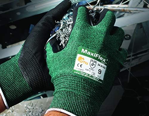 MaxiFlex 34-8743 Vágott Ellenálló Nitril Bevonattal Kesztyűben Zöld Kötött Shell, illetve a Prémium Nitril Kesztyű