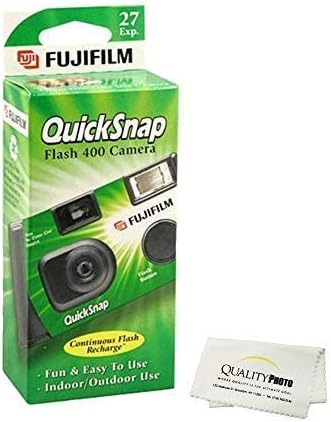 Fujifilm QuickSnap Flash 400 Eldobható 35 mm-es Fényképezőgép (1 Csomag) Bónusz csuklópánt + Minőségű Kép Mikroszálas kendő