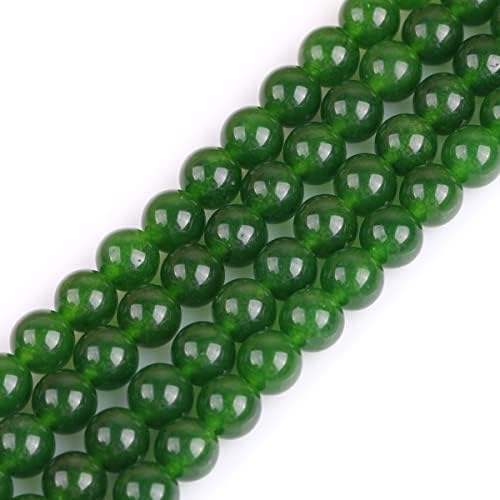 GEM-Belül Természetes 8mm Zöld Tajvan Jade Kő Laza Gyöngyök Kerek Kristály Energia Kő Hatalom Ékszerek Készítése 15