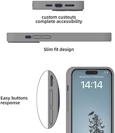 CHOI iPhone 14 Pro Szilikon 6.1 Colos Teljes Test Ütésálló tok Ultra-Vékony Belső Bélés Kompatibilis Apple iPhone 14 Pro (Szürke)