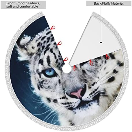 Kék Szemű Snow Leopard Nyomtatási karácsonyfa Szoknya Tassel 48 Megvastagodása karácsonyfa Szoknyák Karácsonyi Díszek