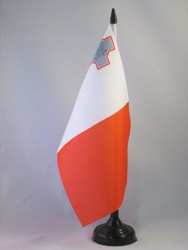 AZ Máltai ZÁSZLÓ Tábla Zászló 5 x 8 - Máltai Asztal Zászló 21 x 14 cm - es, Fekete Műanyag pálca, Bázis
