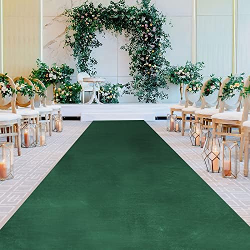 QueenDream Esküvői Futó Folyosón Zöld Bársony Futó 4.5 ft x 20ft Folyosón Szőnyegek a Szülinapi Buli Események