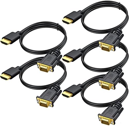 HDMI-VGA Kábel 10 FT, 5-Pack Aranyozott Számítógépet HDMI-VGA Monitor Kábel Adapter Férfi MaleCord a Számítógép, Asztali, Laptop, PC, Monitor,