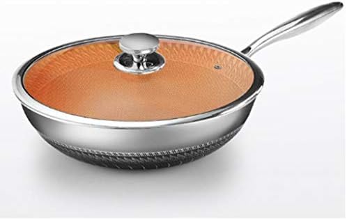 XWOZYDR 304 rozsdamentes acél wok kétoldalas honeycomb tapadásmentes serpenyő rozsdamentes acél füstmentes pot gáz, indukciós