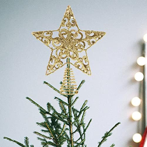 INOOMP Karácsonyi Csillag csúcsdíszt Csillogó Csillag csúcsdíszt Rusztikus Xmas Treetop Ünnep, Fa Dekoráció, Dísz, Téli Party Karácsonyi