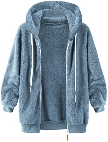 Női Téli Kabát, Női Bolyhos Polár Téli Kabátok Színű Öltés Kabátok Zip Kapucnis Outwear Kabátok